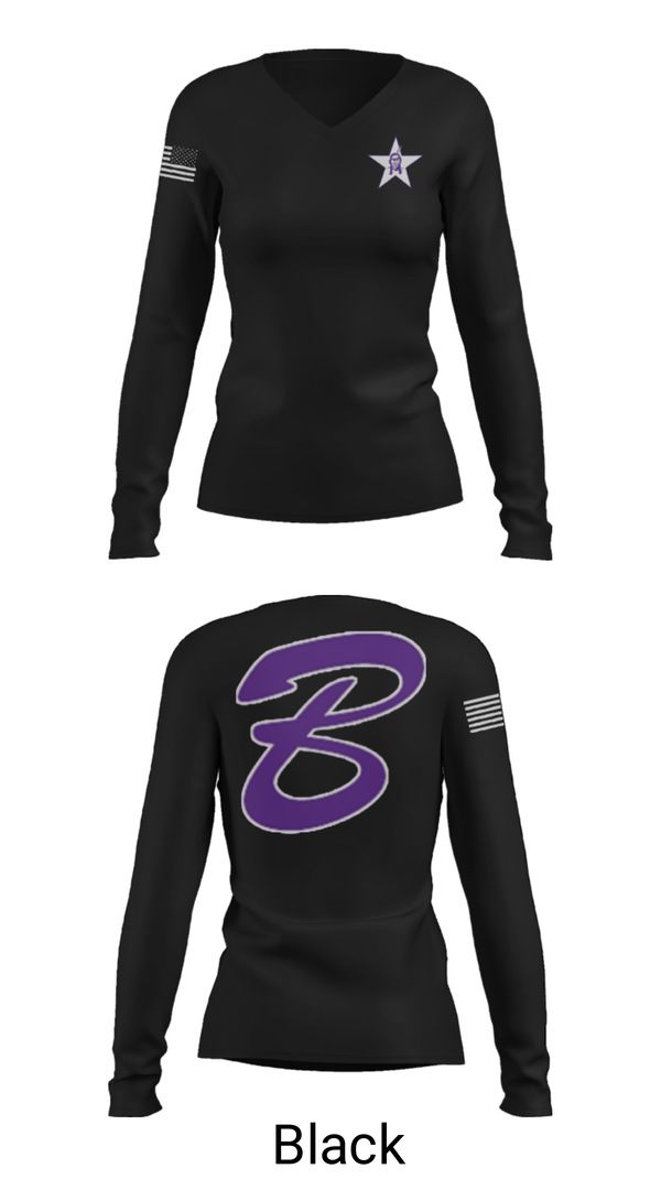 Women's Long Sleeve Vneck Shirt, Bottineau High School, Spirit Store, Teamtime, Team time, sublimation, custom sports apparel, team uniforms, spirit wear, spiritwear, sports uniforms, custom shirts, team store, custom team store, fundraiser sports, apparel fundraiser