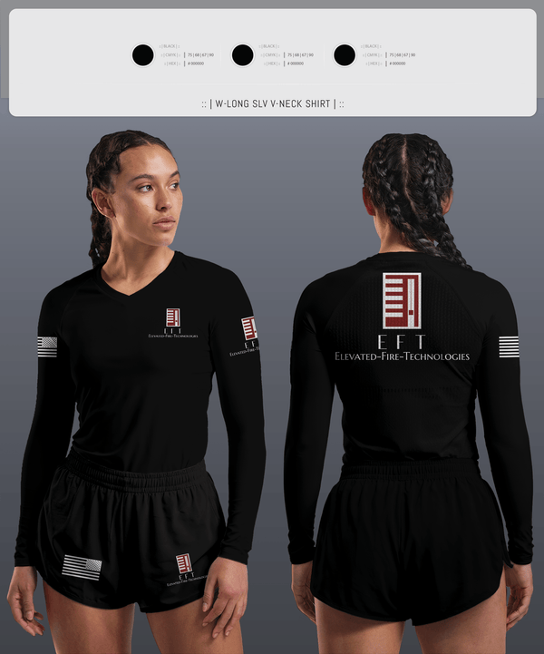 Womens Long Sleeve Vneck Shirt, Elevated Fire Technologies Inc, Fire Department, Teamtime, Team time, sublimation, custom sports apparel, team uniforms, spirit wear, spiritwear, sports uniforms, custom shirts, team store, custom team store, fundraiser sports, apparel fundraiser