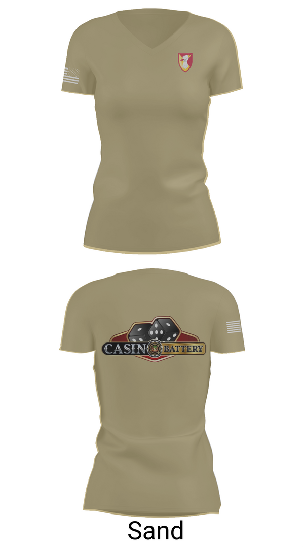 Womens Short Sleeve Vneck Shirt, Charlie Battery, 1st Battalion 1st Air Defense Artillery Regiment, , Teamtime, Team time, sublimation, custom sports apparel, team uniforms, spirit wear, spiritwear, sports uniforms, custom shirts, team store, custom team store, fundraiser sports, apparel fundraiser