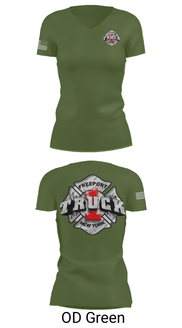 Women's Short Sleeve Vneck Shirt, Truck 1, Fire Department, Teamtime, Team time, sublimation, custom sports apparel, team uniforms, spirit wear, spiritwear, sports uniforms, custom shirts, team store, custom team store, fundraiser sports, apparel fundraiser