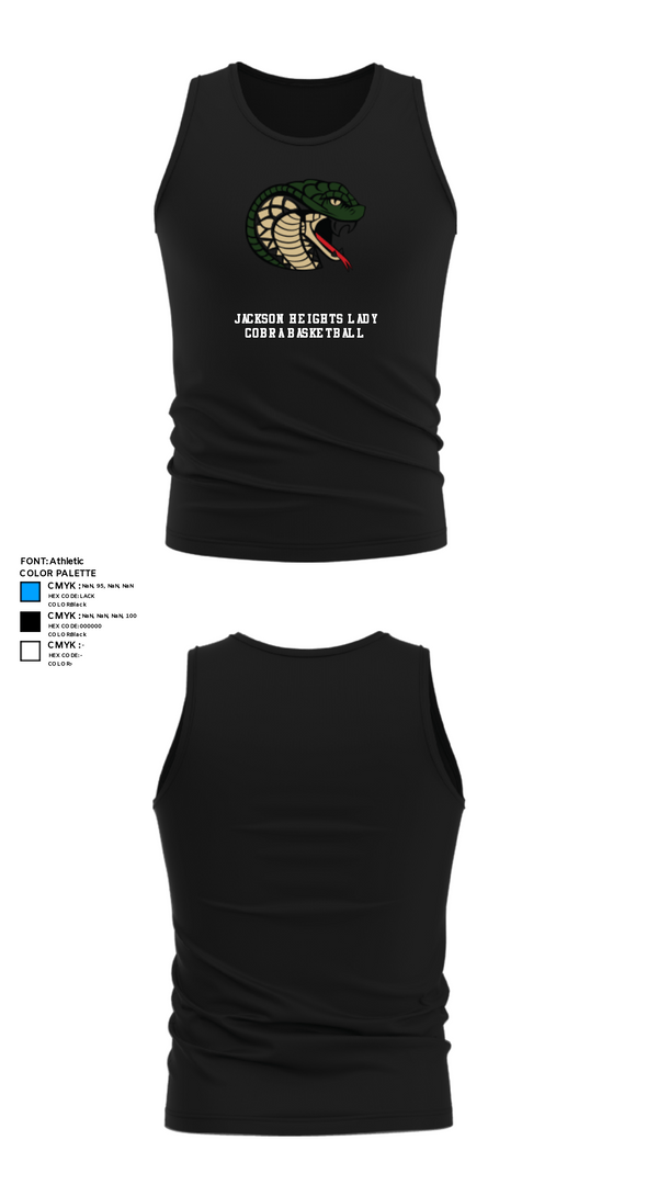 Tank Top, Jackson Heights Lady Cobra Basketball, Women's Basketball, Teamtime, Team time, sublimation, custom sports apparel, team uniforms, spirit wear, spiritwear, sports uniforms, custom shirts, team store, custom team store, fundraiser sports, apparel fundraiser