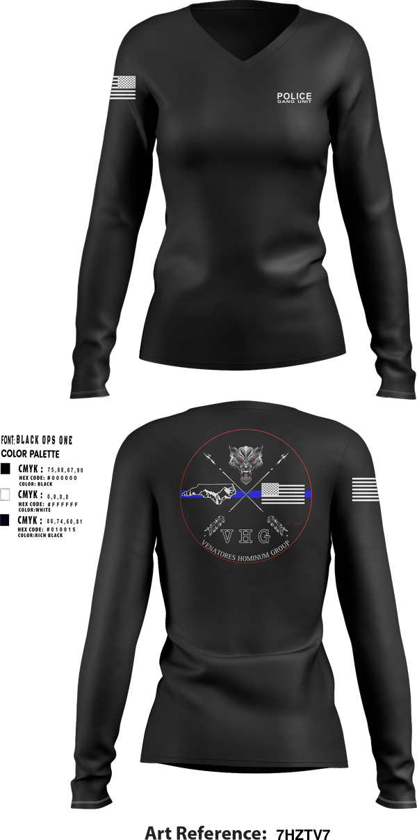 Womens Long Sleeve Vneck Shirt, VHG, Police, Teamtime, Team time, sublimation, custom sports apparel, team uniforms, spirit wear, spiritwear, sports uniforms, custom shirts, team store, custom team store, fundraiser sports, apparel fundraiser