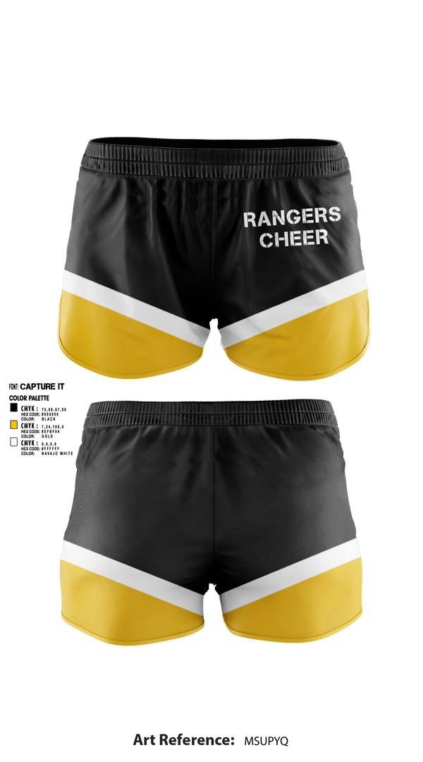 Womens Shorts, Rangers, Cheer, Teamtime, Team time, sublimation, custom sports apparel, team uniforms, spirit wear, spiritwear, sports uniforms, custom shirts, team store, custom team store, fundraiser sports, apparel fundraiser
