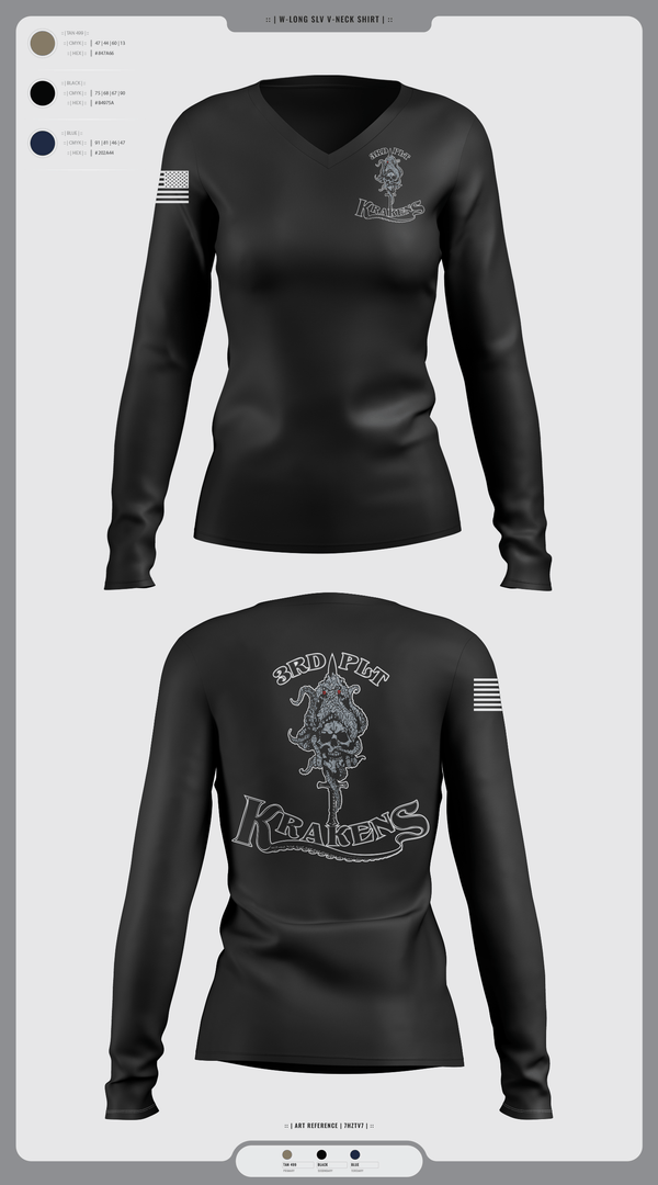 Womens Long Sleeve Vneck Shirt, 3RD PLT95TH CBRN3rd plt, Army, Teamtime, Team time, sublimation, custom sports apparel, team uniforms, spirit wear, spiritwear, sports uniforms, custom shirts, team store, custom team store, fundraiser sports, apparel fundraiser