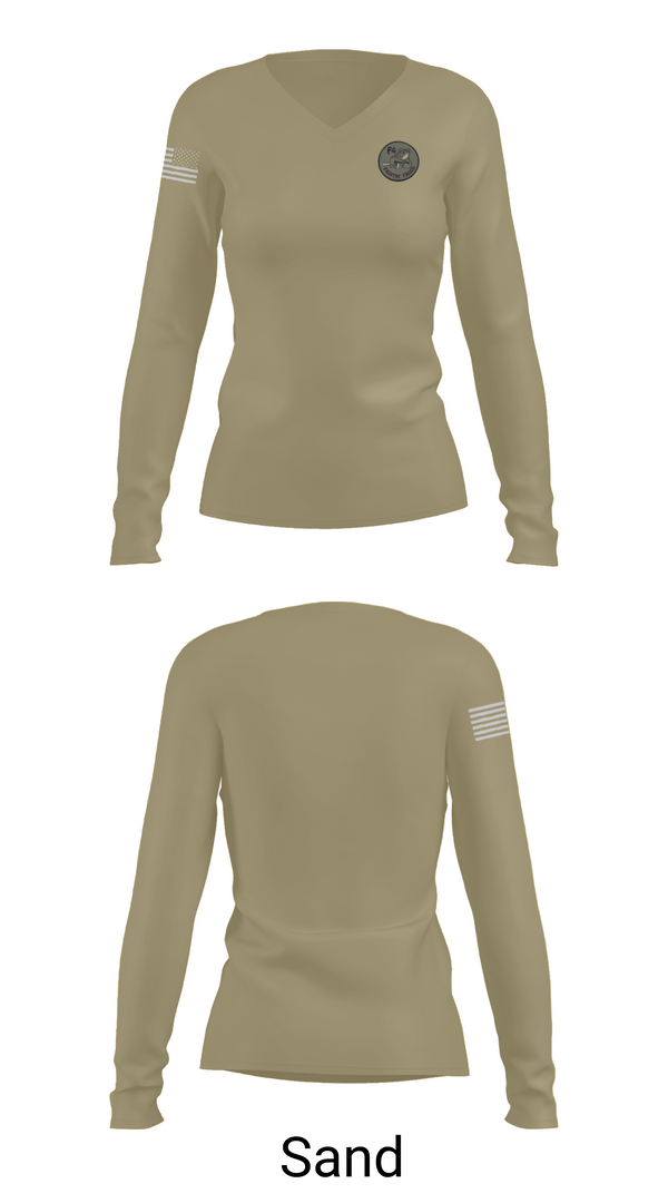 Womens Long Sleeve Vneck Shirt, F4 Frogs, Army, Teamtime, Team time, sublimation, custom sports apparel, team uniforms, spirit wear, spiritwear, sports uniforms, custom shirts, team store, custom team store, fundraiser sports, apparel fundraiser