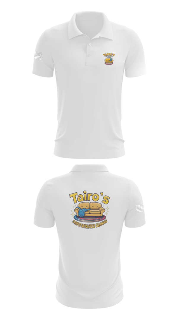 Short Sleeve Performance Polo, Tairo’s Carpet & Upholstery Cleaning, , Teamtime, Team time, sublimation, custom sports apparel, team uniforms, spirit wear, spiritwear, sports uniforms, custom shirts, team store, custom team store, fundraiser sports, apparel fundraiser
