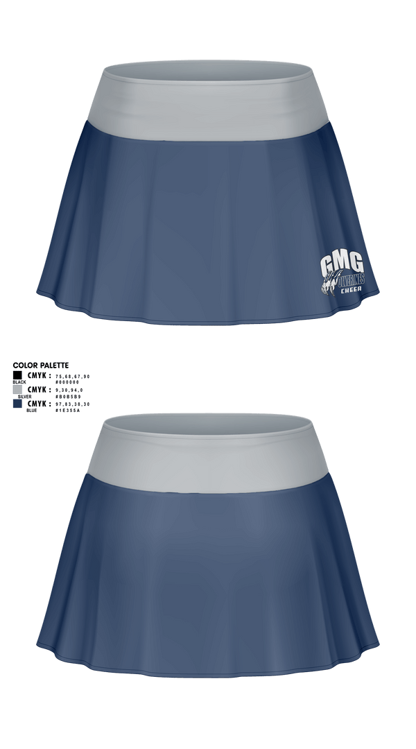 Skort, GMG Senior High School Cheer, Cheer, Teamtime, Team time, sublimation, custom sports apparel, team uniforms, spirit wear, spiritwear, sports uniforms, custom shirts, team store, custom team store, fundraiser sports, apparel fundraiser
