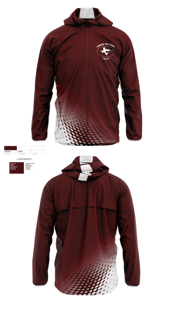 Windbreaker, Garrison High School Cheer, Cheer, Teamtime, Team time, sublimation, custom sports apparel, team uniforms, spirit wear, spiritwear, sports uniforms, custom shirts, team store, custom team store, fundraiser sports, apparel fundraiser