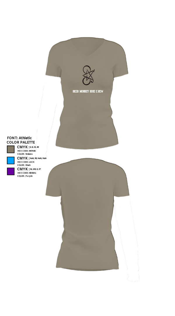 Women's Short Sleeve Vneck Shirt, Beer Monkey Bike Crew, Cycling, Teamtime, Team time, sublimation, custom sports apparel, team uniforms, spirit wear, spiritwear, sports uniforms, custom shirts, team store, custom team store, fundraiser sports, apparel fundraiser