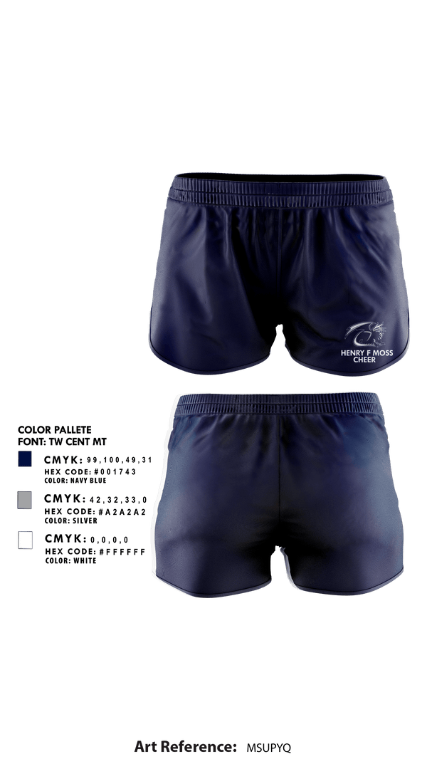 Womens Shorts, Henry F Moss Middle School Cheer, Cheer, Teamtime, Team time, sublimation, custom sports apparel, team uniforms, spirit wear, spiritwear, sports uniforms, custom shirts, team store, custom team store, fundraiser sports, apparel fundraiser