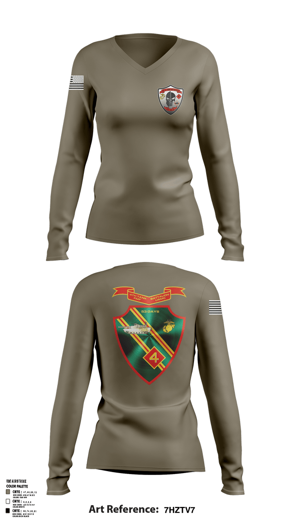 Womens Long Sleeve Vneck Shirt, Det. 4 Tows and Scouts 4th Tank Battalion, , Teamtime, Team time, sublimation, custom sports apparel, team uniforms, spirit wear, spiritwear, sports uniforms, custom shirts, team store, custom team store, fundraiser sports, apparel fundraiser