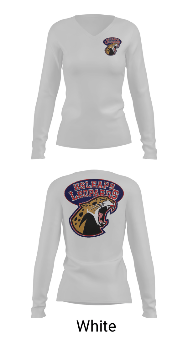 Women's Long Sleeve Vneck Shirt, Leopards, Track & Field, Teamtime, Team time, sublimation, custom sports apparel, team uniforms, spirit wear, spiritwear, sports uniforms, custom shirts, team store, custom team store, fundraiser sports, apparel fundraiser