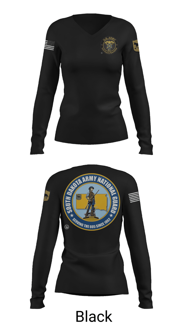 Womens Long Sleeve Vneck Shirt 1, 235th MP CO, Army, Teamtime, Team time, sublimation, custom sports apparel, team uniforms, spirit wear, spiritwear, sports uniforms, custom shirts, team store, custom team store, fundraiser sports, apparel fundraiser