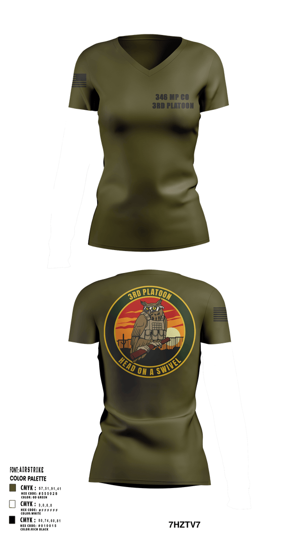 Womens Short Sleeve Vneck Shirt, 346 MP CO 3rd Platoon, Army, Teamtime, Team time, sublimation, custom sports apparel, team uniforms, spirit wear, spiritwear, sports uniforms, custom shirts, team store, custom team store, fundraiser sports, apparel fundraiser