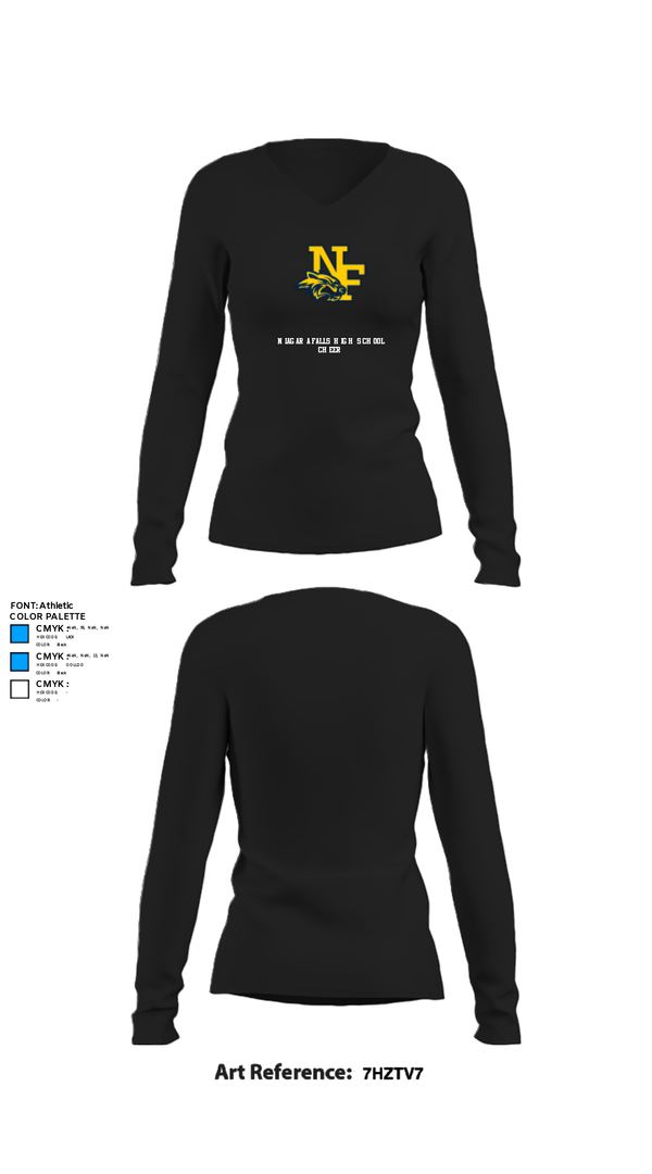 Womens Long Sleeve Vneck Shirt, Niagara Falls High School Cheer, Cheer, Teamtime, Team time, sublimation, custom sports apparel, team uniforms, spirit wear, spiritwear, sports uniforms, custom shirts, team store, custom team store, fundraiser sports, apparel fundraiser