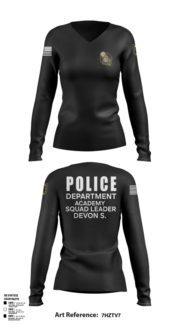 Womens Long Sleeve Vneck Shirt, Police Department Academy, , Teamtime, Team time, sublimation, custom sports apparel, team uniforms, spirit wear, spiritwear, sports uniforms, custom shirts, team store, custom team store, fundraiser sports, apparel fundraiser