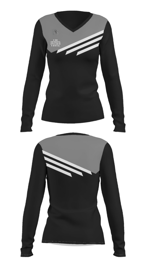 Women's Long Sleeve Vneck Shirt, Reno Continental Little League Baseball, Baseball, Teamtime, Team time, sublimation, custom sports apparel, team uniforms, spirit wear, spiritwear, sports uniforms, custom shirts, team store, custom team store, fundraiser sports, apparel fundraiser