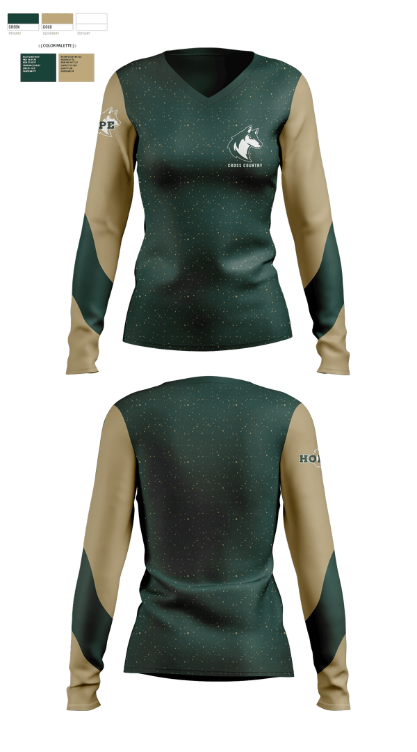Womens Long Sleeve Vneck Shirt, Hope Christian High School Cross Country, Cross Country, Teamtime, Team time, sublimation, custom sports apparel, team uniforms, spirit wear, spiritwear, sports uniforms, custom shirts, team store, custom team store, fundraiser sports, apparel fundraiser
