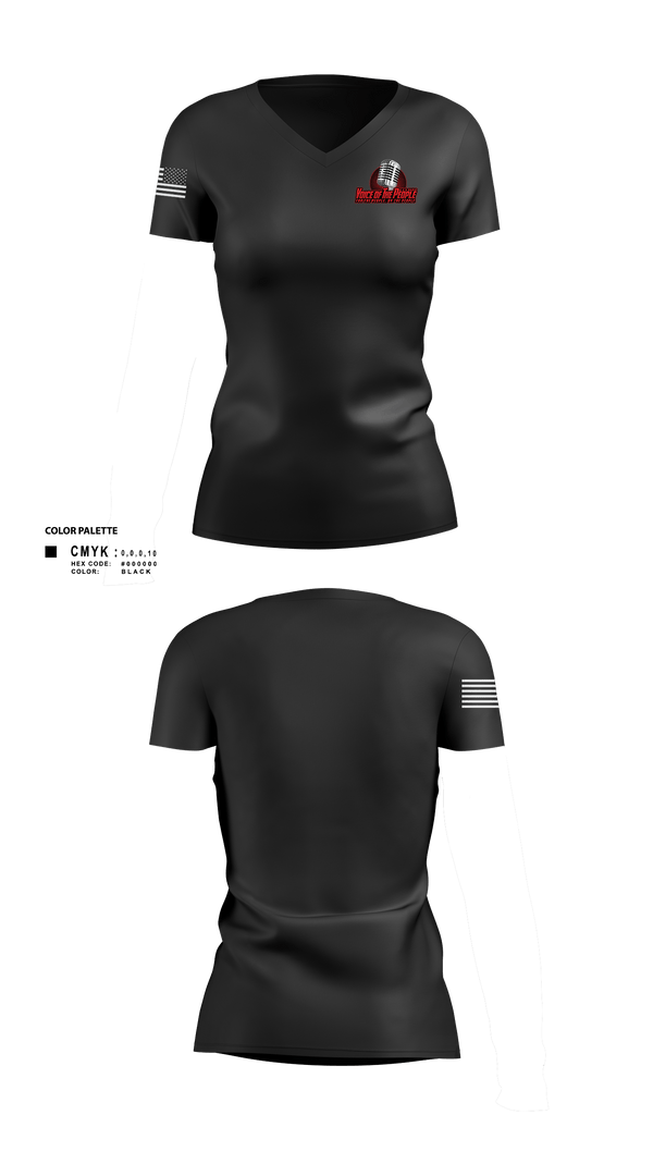 Womens Short Sleeve Vneck Shirt, Voice of The People USA Radio Network, , Teamtime, Team time, sublimation, custom sports apparel, team uniforms, spirit wear, spiritwear, sports uniforms, custom shirts, team store, custom team store, fundraiser sports, apparel fundraiser