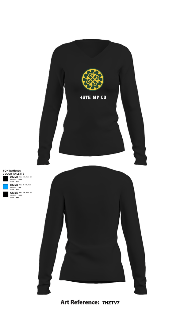 Womens Long Sleeve Vneck Shirt, 46th MP Co, Army, Teamtime, Team time, sublimation, custom sports apparel, team uniforms, spirit wear, spiritwear, sports uniforms, custom shirts, team store, custom team store, fundraiser sports, apparel fundraiser
