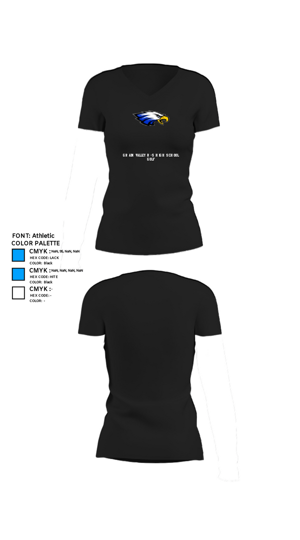 Womens Short Sleeve Vneck Shirt, Grain Valley R-5 High School Golf, Golf, Teamtime, Team time, sublimation, custom sports apparel, team uniforms, spirit wear, spiritwear, sports uniforms, custom shirts, team store, custom team store, fundraiser sports, apparel fundraiser