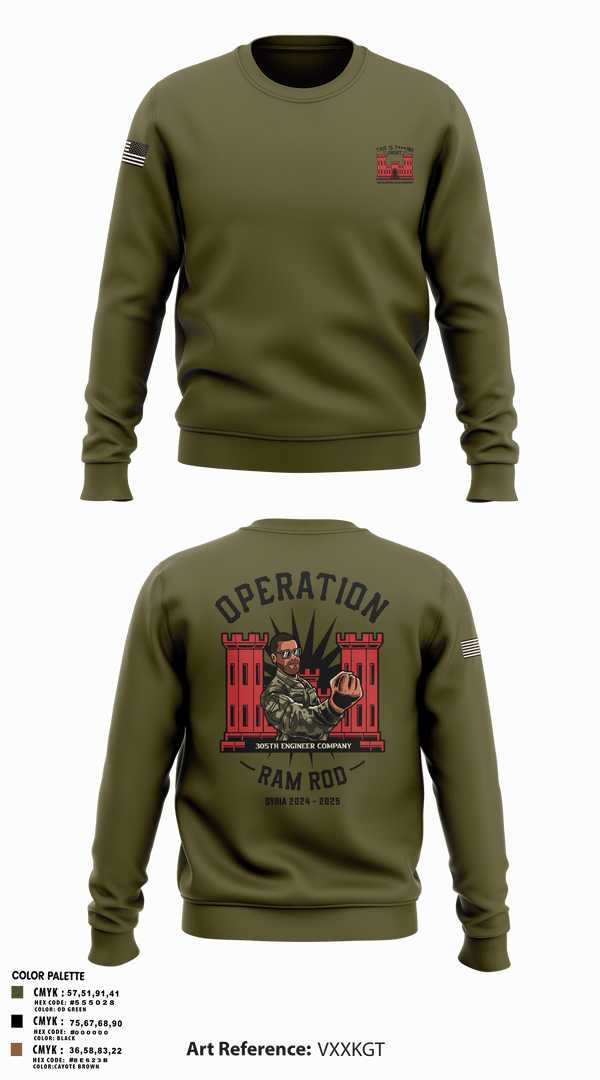 Crew Neck Sweatshirt, 305th En Co, Army, Teamtime, Team time, sublimation, custom sports apparel, team uniforms, spirit wear, spiritwear, sports uniforms, custom shirts, team store, custom team store, fundraiser sports, apparel fundraiser