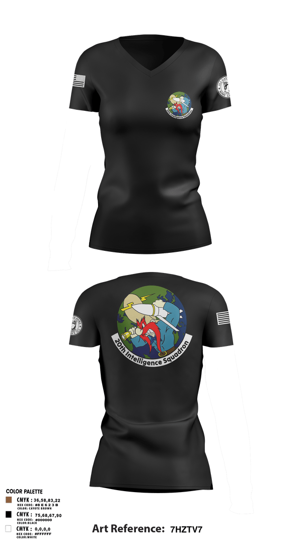 Womens Short Sleeve Vneck Shirt, 20th Intelligence Squadron, Air Force, Teamtime, Team time, sublimation, custom sports apparel, team uniforms, spirit wear, spiritwear, sports uniforms, custom shirts, team store, custom team store, fundraiser sports, apparel fundraiser