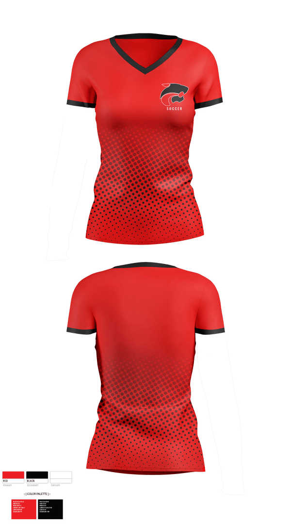Womens Short Sleeve Vneck Shirt, Jackson Memorial High School Soccer, Women's Soccer, Teamtime, Team time, sublimation, custom sports apparel, team uniforms, spirit wear, spiritwear, sports uniforms, custom shirts, team store, custom team store, fundraiser sports, apparel fundraiser