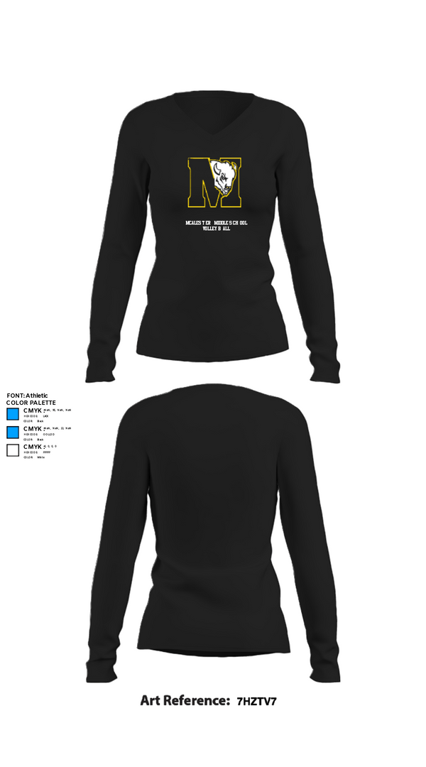 Womens Long Sleeve Vneck Shirt, McAlester Middle School Volleyball, Women's Volleyball, Teamtime, Team time, sublimation, custom sports apparel, team uniforms, spirit wear, spiritwear, sports uniforms, custom shirts, team store, custom team store, fundraiser sports, apparel fundraiser