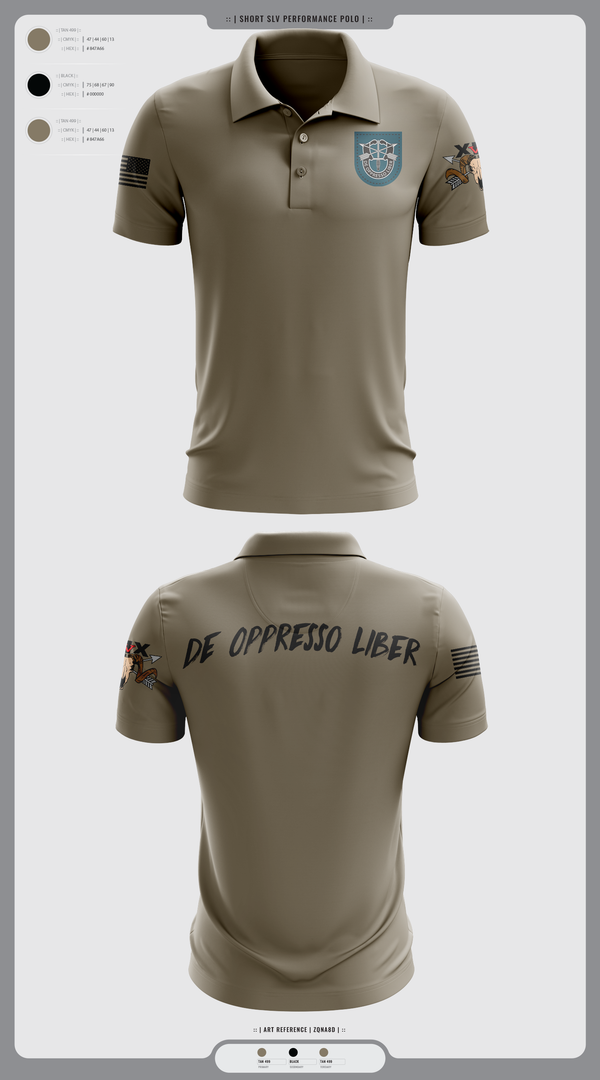 Short Sleeve Performance Polo, 5/19th SFG, National Guard, Teamtime, Team time, sublimation, custom sports apparel, team uniforms, spirit wear, spiritwear, sports uniforms, custom shirts, team store, custom team store, fundraiser sports, apparel fundraiser