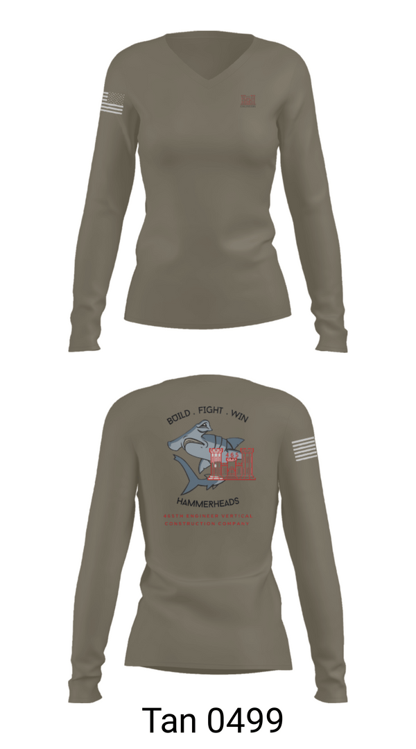 Women's Long Sleeve Vneck Shirt, 465 EVCC, Army, Teamtime, Team time, sublimation, custom sports apparel, team uniforms, spirit wear, spiritwear, sports uniforms, custom shirts, team store, custom team store, fundraiser sports, apparel fundraiser