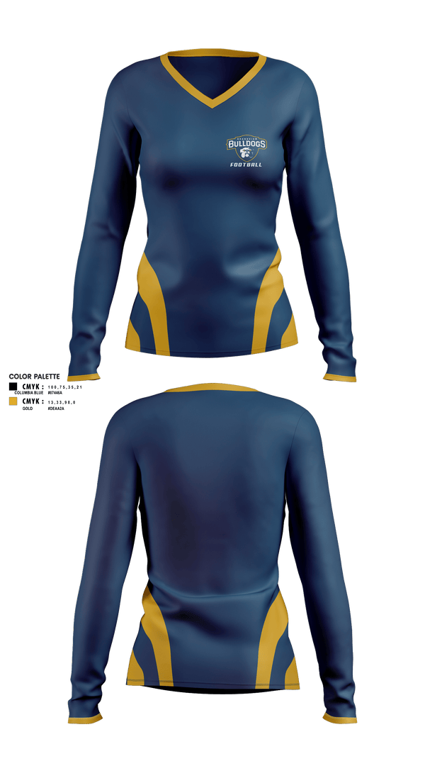Women's Long Sleeve Vneck Shirt, Grandview Middle School Football, Football, Teamtime, Team time, sublimation, custom sports apparel, team uniforms, spirit wear, spiritwear, sports uniforms, custom shirts, team store, custom team store, fundraiser sports, apparel fundraiser