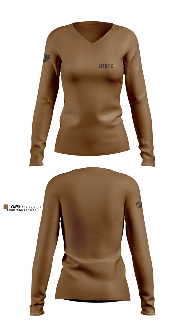 Womens Long Sleeve Vneck Shirt, JROTC, Army, Teamtime, Team time, sublimation, custom sports apparel, team uniforms, spirit wear, spiritwear, sports uniforms, custom shirts, team store, custom team store, fundraiser sports, apparel fundraiser