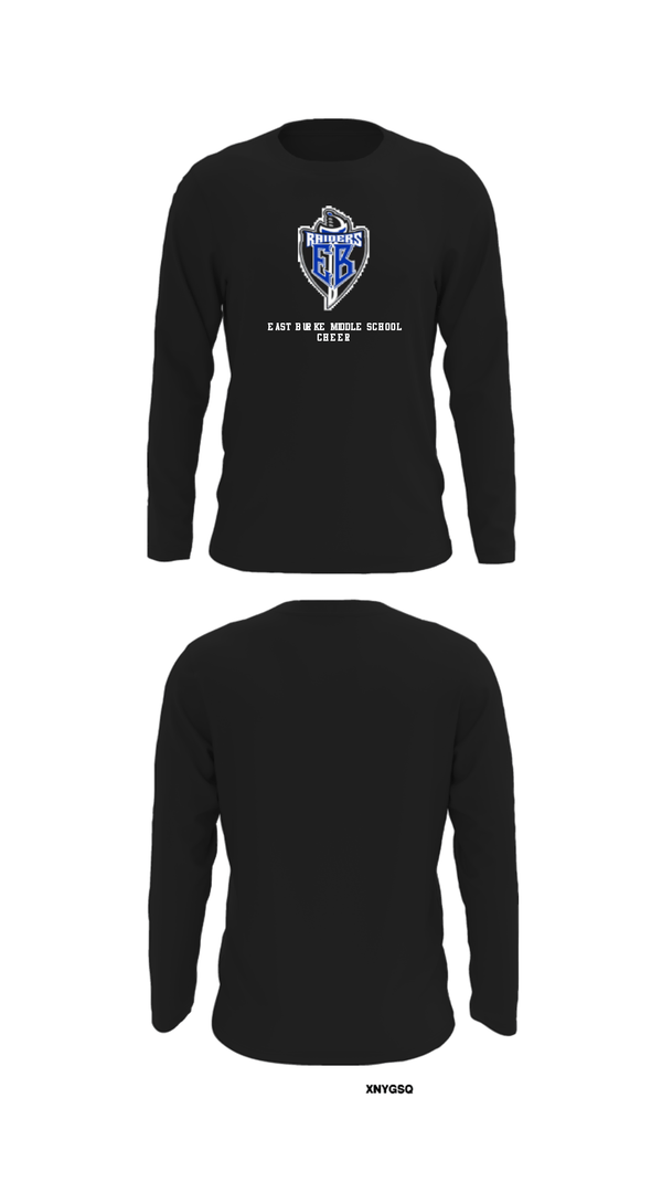 Long Sleeve Performance Shirt, East Burke Middle School Cheer, Cheer, Teamtime, Team time, sublimation, custom sports apparel, team uniforms, spirit wear, spiritwear, sports uniforms, custom shirts, team store, custom team store, fundraiser sports, apparel fundraiser
