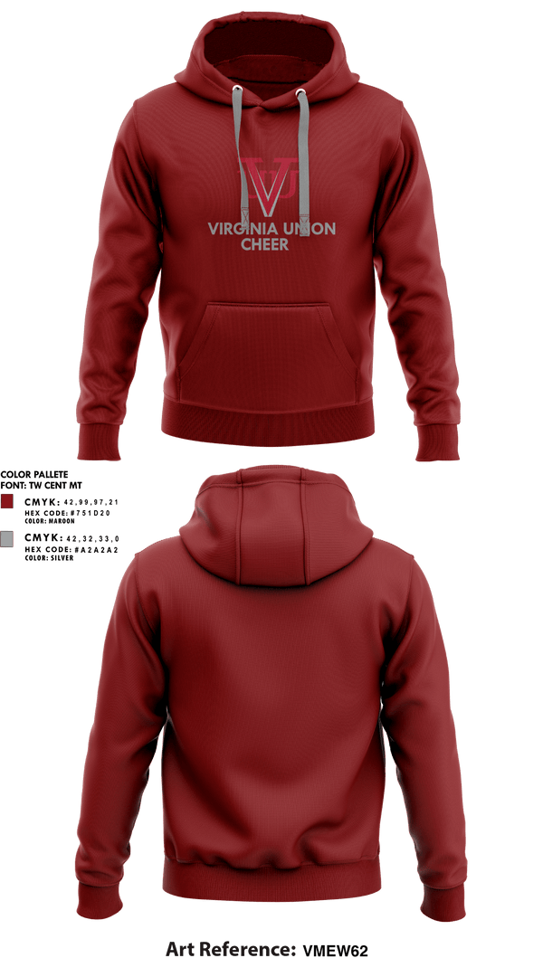 Hoodie, Virginia Union University Cheer, Cheer, Teamtime, Team time, sublimation, custom sports apparel, team uniforms, spirit wear, spiritwear, sports uniforms, custom shirts, team store, custom team store, fundraiser sports, apparel fundraiser
