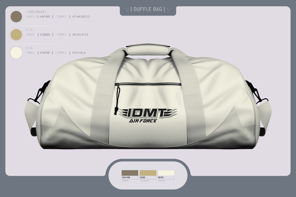 Duffle Bag, IDMT, Air Force, Teamtime, Team time, sublimation, custom sports apparel, team uniforms, spirit wear, spiritwear, sports uniforms, custom shirts, team store, custom team store, fundraiser sports, apparel fundraiser