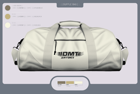 Duffle Bag, IDMT, Air Force, Teamtime, Team time, sublimation, custom sports apparel, team uniforms, spirit wear, spiritwear, sports uniforms, custom shirts, team store, custom team store, fundraiser sports, apparel fundraiser