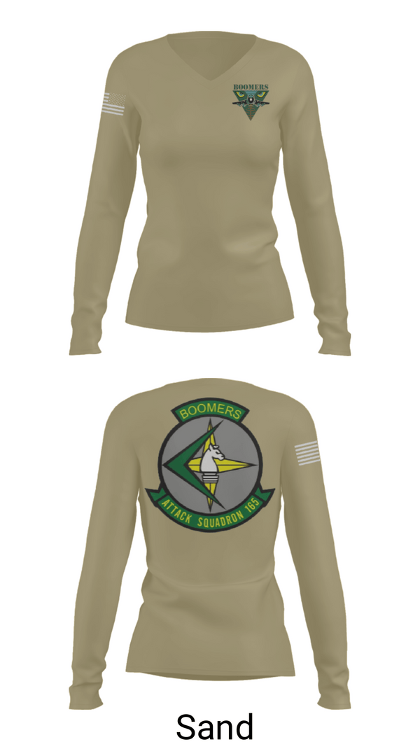 Women's Long Sleeve Vneck Shirt, VA-165 Boomers, , Teamtime, Team time, sublimation, custom sports apparel, team uniforms, spirit wear, spiritwear, sports uniforms, custom shirts, team store, custom team store, fundraiser sports, apparel fundraiser