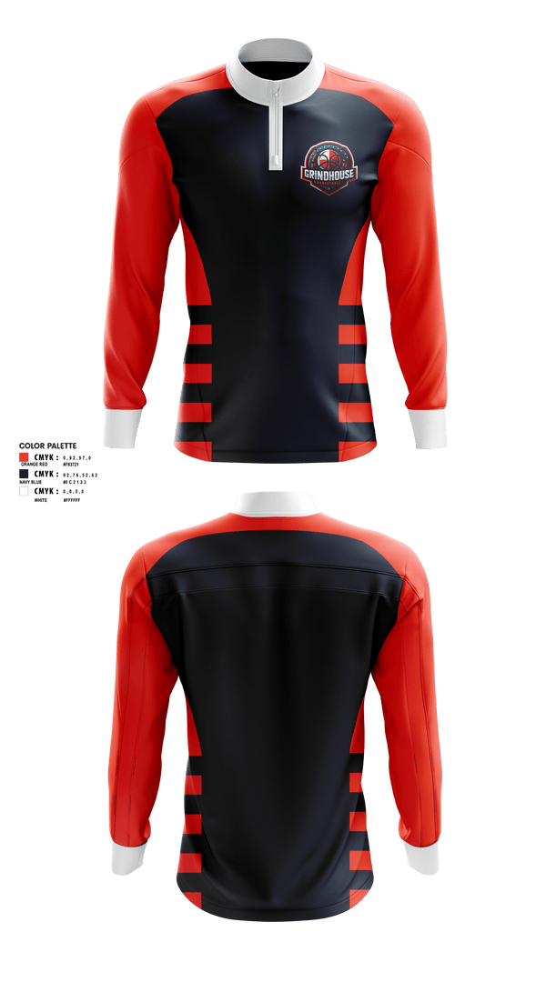 Quarter Zip Jacket, Grindhouse Hoops, Men's Basketball, Teamtime, Team time, sublimation, custom sports apparel, team uniforms, spirit wear, spiritwear, sports uniforms, custom shirts, team store, custom team store, fundraiser sports, apparel fundraiser