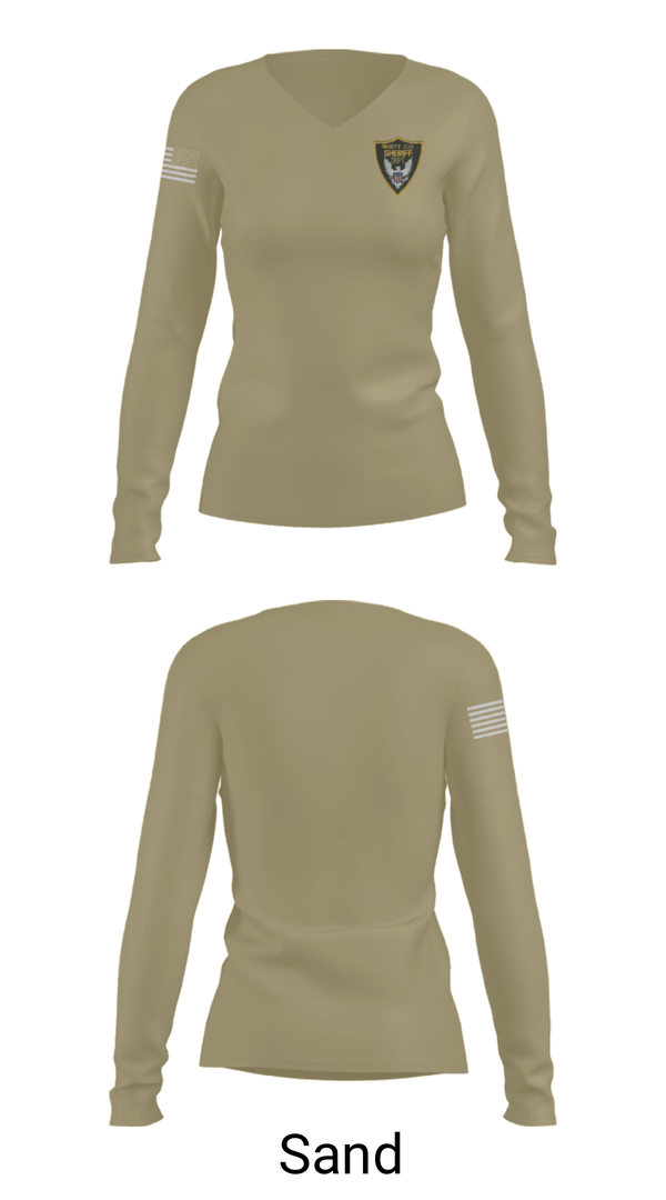 Womens Long Sleeve Vneck Shirt, White County Sheriff's Office, Police, Teamtime, Team time, sublimation, custom sports apparel, team uniforms, spirit wear, spiritwear, sports uniforms, custom shirts, team store, custom team store, fundraiser sports, apparel fundraiser