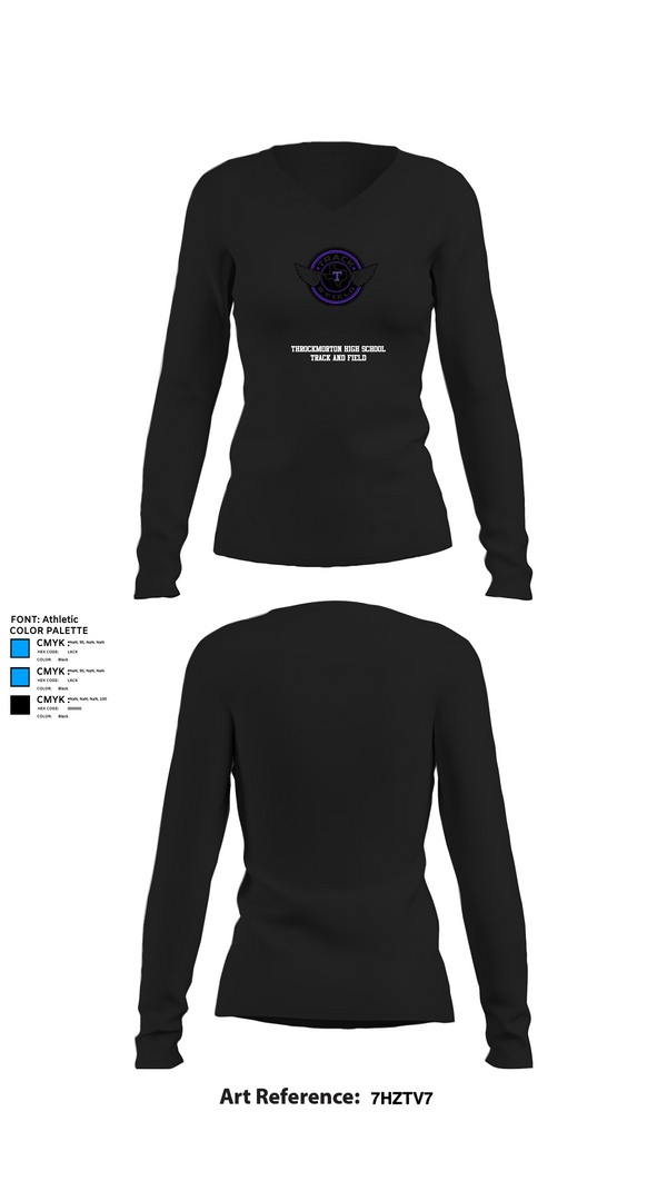 Womens Long Sleeve Vneck Shirt 1, Throckmorton High School Track and Field, Track & Field, Teamtime, Team time, sublimation, custom sports apparel, team uniforms, spirit wear, spiritwear, sports uniforms, custom shirts, team store, custom team store, fundraiser sports, apparel fundraiser