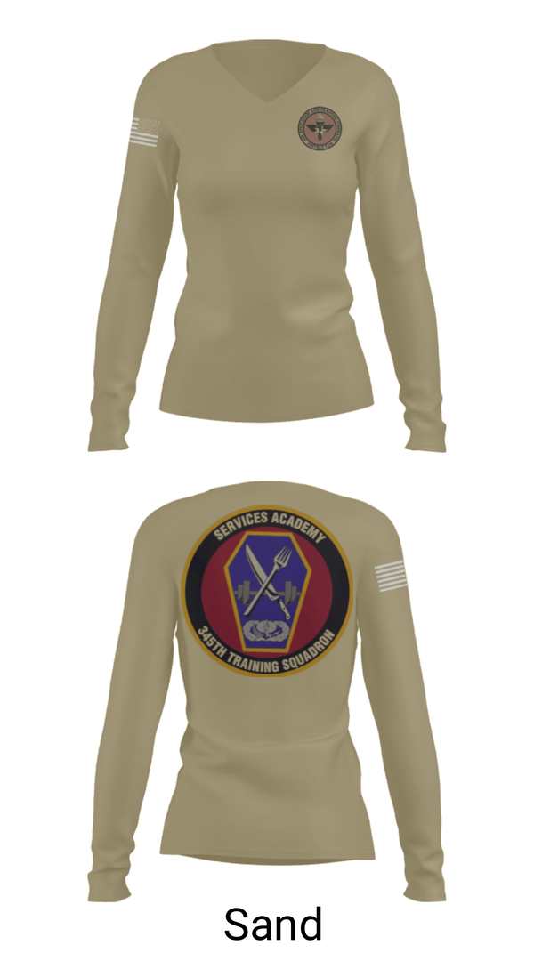 Womens Long Sleeve Vneck Shirt, 345 TRS, Air Force, Teamtime, Team time, sublimation, custom sports apparel, team uniforms, spirit wear, spiritwear, sports uniforms, custom shirts, team store, custom team store, fundraiser sports, apparel fundraiser