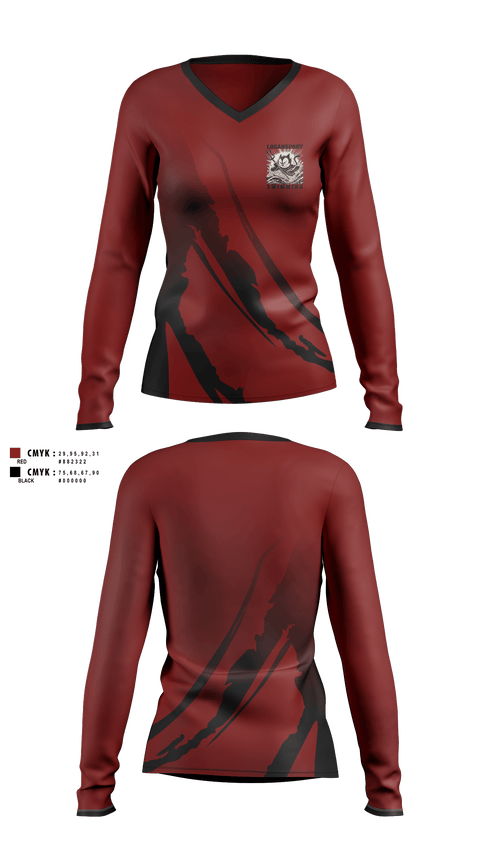 Womens Long Sleeve Vneck Shirt, Logansport High School Swimming, Swimming, Teamtime, Team time, sublimation, custom sports apparel, team uniforms, spirit wear, spiritwear, sports uniforms, custom shirts, team store, custom team store, fundraiser sports, apparel fundraiser