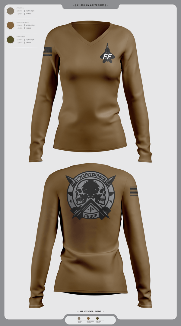 Womens Long Sleeve Vneck Shirt, 1 mxg, Air Force, Teamtime, Team time, sublimation, custom sports apparel, team uniforms, spirit wear, spiritwear, sports uniforms, custom shirts, team store, custom team store, fundraiser sports, apparel fundraiser