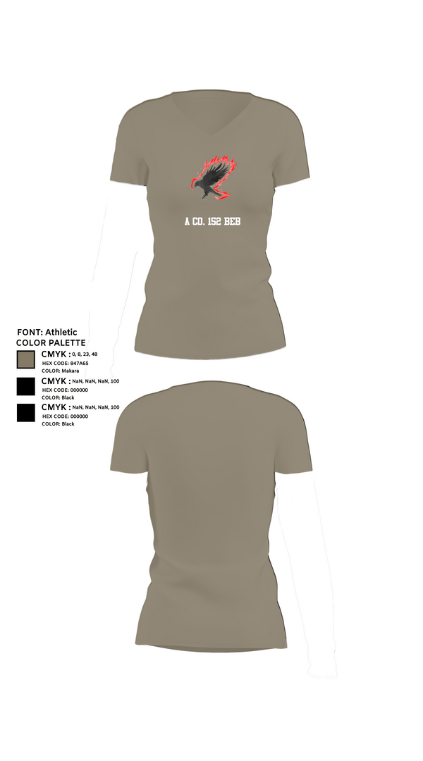 Womens Short Sleeve Vneck Shirt, A Co. 152 BEB, Army, Teamtime, Team time, sublimation, custom sports apparel, team uniforms, spirit wear, spiritwear, sports uniforms, custom shirts, team store, custom team store, fundraiser sports, apparel fundraiser