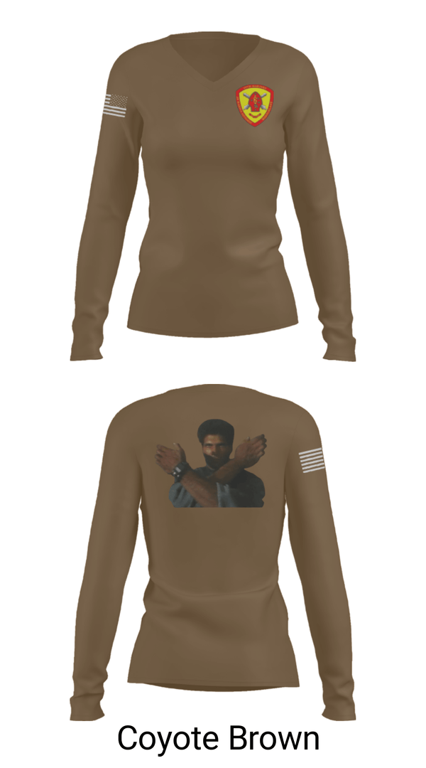 Women's Long Sleeve Vneck Shirt, 10th Marine Regiment, Marines, Teamtime, Team time, sublimation, custom sports apparel, team uniforms, spirit wear, spiritwear, sports uniforms, custom shirts, team store, custom team store, fundraiser sports, apparel fundraiser