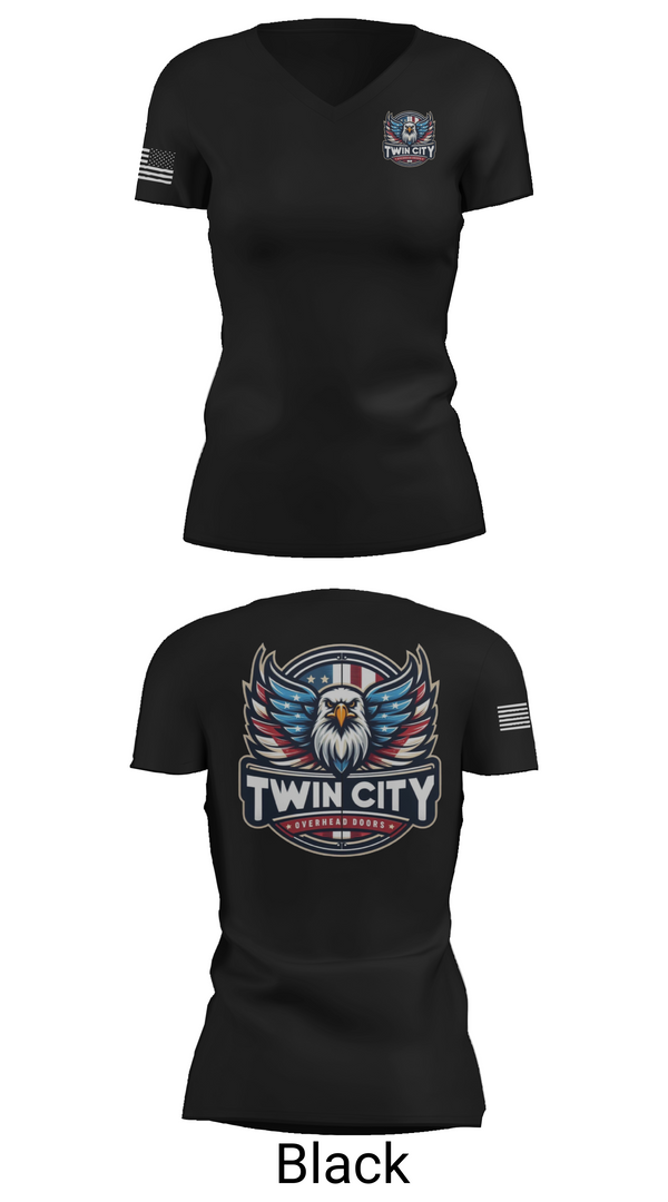 Womens Short Sleeve Vneck Shirt, Twin City Overhead Door, , Teamtime, Team time, sublimation, custom sports apparel, team uniforms, spirit wear, spiritwear, sports uniforms, custom shirts, team store, custom team store, fundraiser sports, apparel fundraiser