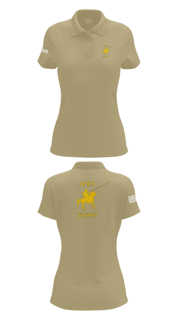 Women's Short Sleeve Performance Polo, Alpha Troop, 1-221 CAV, National Guard, Teamtime, Team time, sublimation, custom sports apparel, team uniforms, spirit wear, spiritwear, sports uniforms, custom shirts, team store, custom team store, fundraiser sports, apparel fundraiser