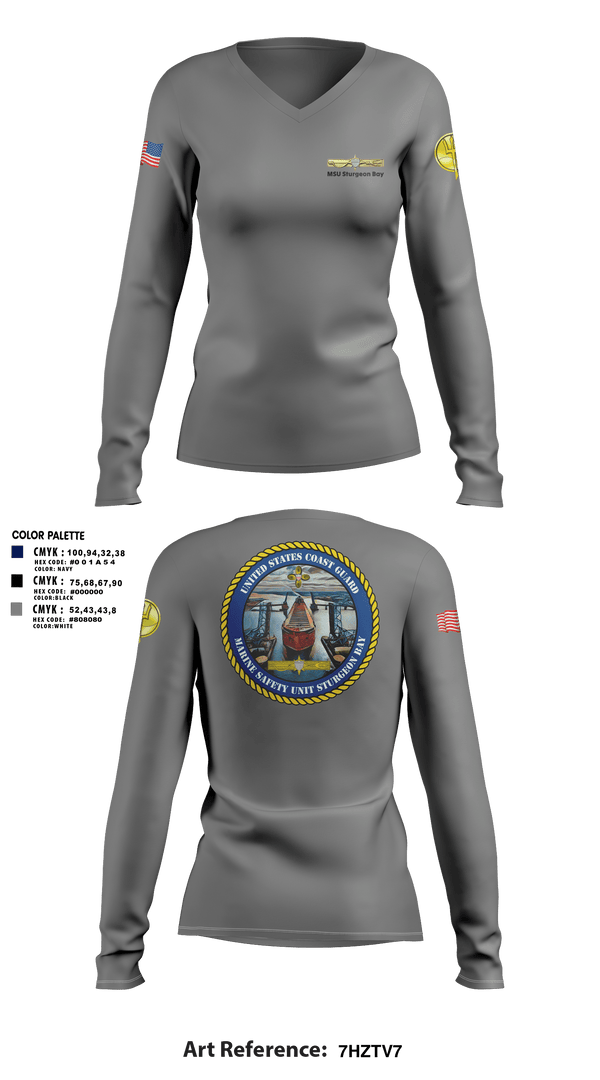 Womens Long Sleeve Vneck Shirt, MSU Sturgeon Bay, Coast Guard, Teamtime, Team time, sublimation, custom sports apparel, team uniforms, spirit wear, spiritwear, sports uniforms, custom shirts, team store, custom team store, fundraiser sports, apparel fundraiser