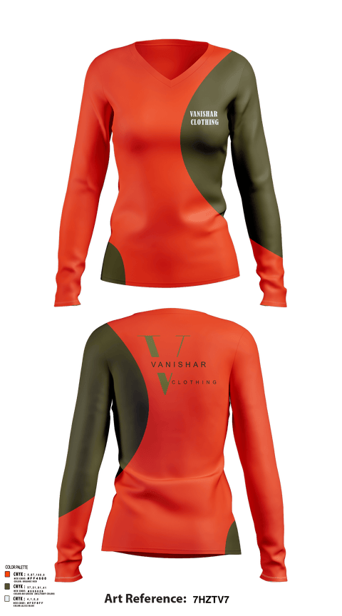 Womens Long Sleeve Vneck Shirt, Vanishar clothing, , Teamtime, Team time, sublimation, custom sports apparel, team uniforms, spirit wear, spiritwear, sports uniforms, custom shirts, team store, custom team store, fundraiser sports, apparel fundraiser